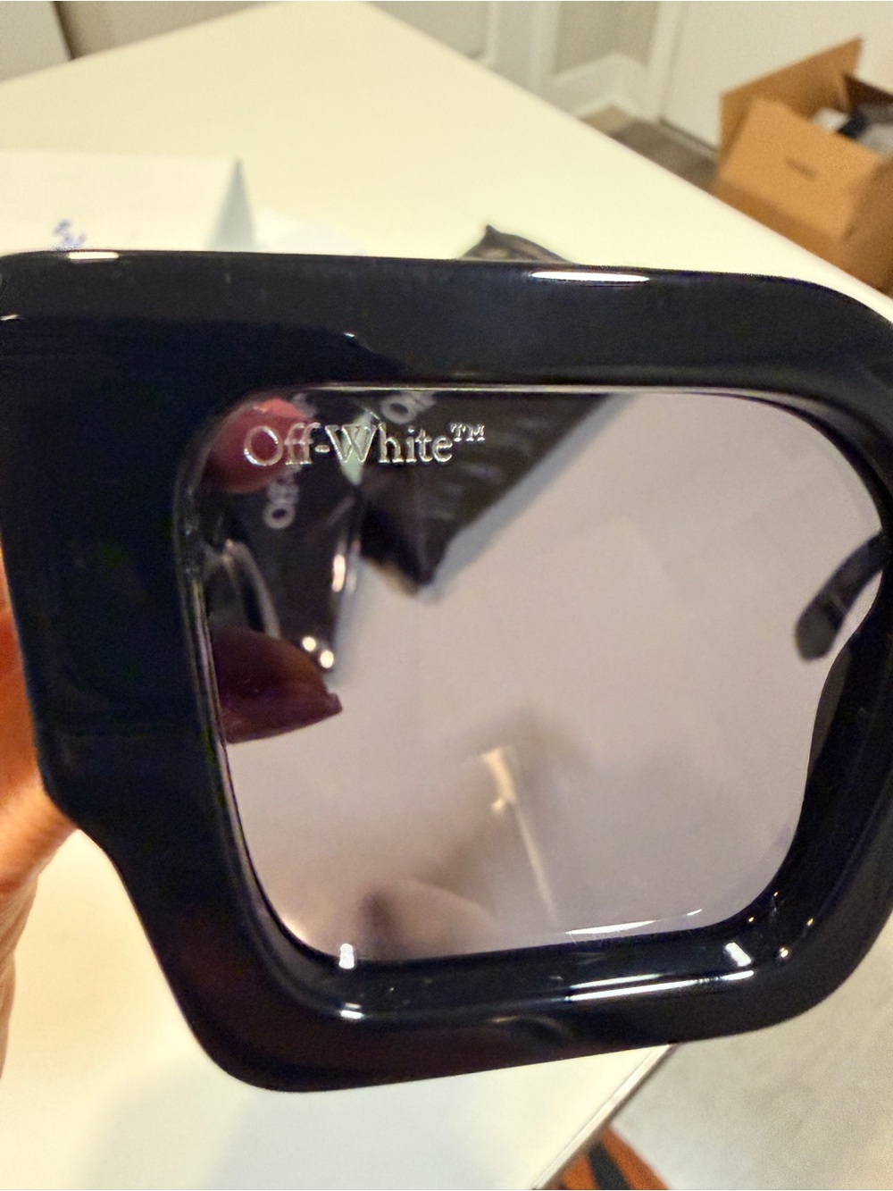 Off White OERI003 Black Oversized Square Sunglasses Gold Logo Made in Italy - Picture 8 of 8